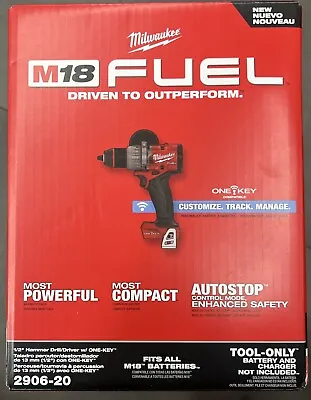 Milwaukee 2906-20 M18 FUEL 18V 1/2  Hammer Drill/Driver W/ ONE-KEY - Bare Tool • $230