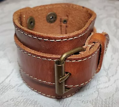Calvin Klein Vintage Men’s Leather With Buckle Adjustable Cuff Bracelet  • £14.46