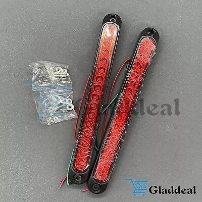 $11.49 • Buy Red 2X 10  LED Truck Trailer Strip 3rd Brake Lights Rear Turn Tail Light Bar US