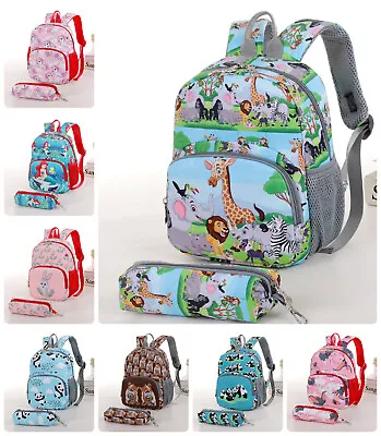 Unisex Children Printed Backpacks With Pencil Case School Travel Shoulder Bag XB • £14.99