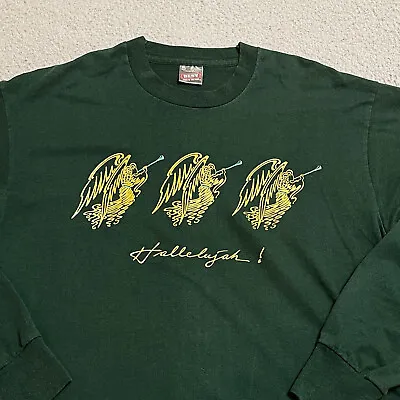 VTG Fruit Of The Loom BEST T Shirt Single Stitch Green Hallelujah USA Men's XL • $19.45