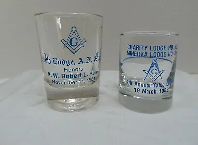 Masonic Table Lodge Heavy Bottom Toasting Glasses 1981-1983 • $8