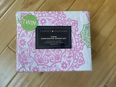 NEW Tommy Hilfiger  TWIN Comforter/Duvet Cover Set Pink Green • $35