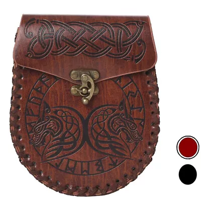 Medieval Men's Viking Bag Halloween Viking Symbol LARP SCA Waist Pouch Buckle • $17.09