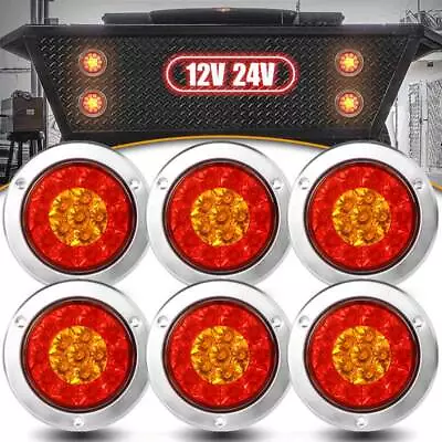 6x 4  Inch Round Truck Trailer UTE LED Tail Light Rear Brake Turn Signal Reverse • $62.65