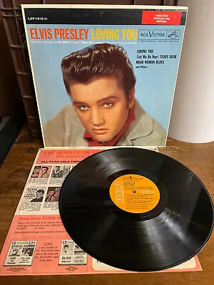 ELVIS PRESLEY Loving You LSP-1515(e) 1968 RIGID LP ORANGE NM-/NM Top Copy INNER • $127.49