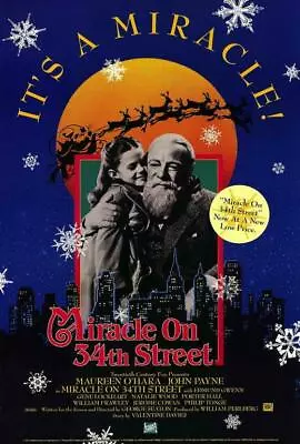 MIRACLE ON 34TH STREET Movie POSTER 27 X 40 Maureen O'Hara John Payne B • $24.95