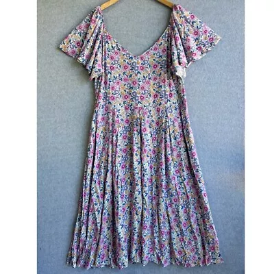 Queen The Label Dress Womens Sz 22 Colourful Floral Pleat Ruffle Boho Maxi • $59.99