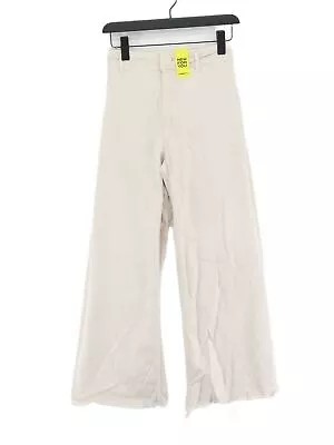 Zara Women's Jeans UK 8 Cream Cotton With Elastane Polyester Wide-Leg • £10.40