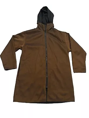 MYCRA PAC NOW Sz 1 S/M Oversized Reversible Bronze Brown/Black Rain Coat Hooded  • $39.99