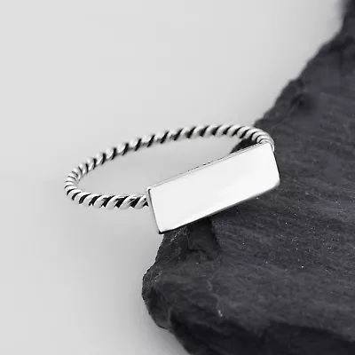 Rectangle Bar Ring - 925 Sterling Silver - Geometric Jewelry Blank Engrave NEW • $9.50