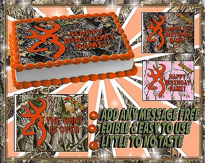 Deer Hunting CAKE Topper Edible Buck Mark Icing Paper Camo Camouflage Picture • $10