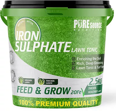 Iron Sulphate Lawn Feed Tonic Grass Greener Turf Moss Killer Water Soluble 2.5KG • £13.99