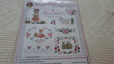 MICHELLE'S DESIGNS ROSIE'S GARDEN Emb Cd Multi Format 5 X7  Hoop NEW/Sealed CUTE • $59.90