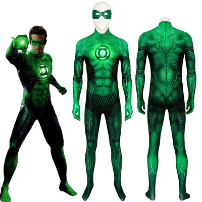 Green Lantern Jumpsuit & Eye Mask Cosplay Costume 3D Printing Bodysuit Halloween • $53.99