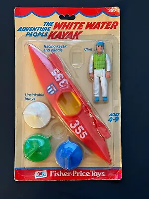 VINTAGE Fisher Price 355 Adventure People White Water Kayak Chet MOC NEW • $174.95