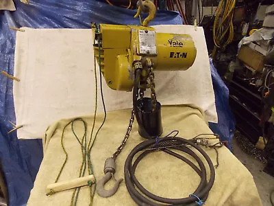 Yale Electric Chain Hoist 1000 Lb 1/2 Ton 230v 3 Ph 11 Feet Lift 12' Power Cord • $665