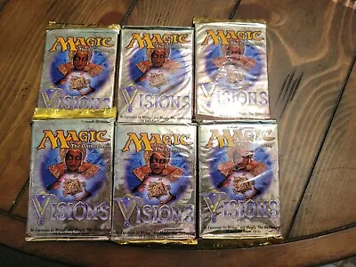 Set Of 6 Magic The Gathering Visions Booster Packs Sealed English PSA MTG 1997 • $100