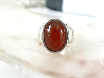 $49.99 • Buy Vintage Heavy Sterling Silver 925 Etruscan Style Solid Carnelian Ring