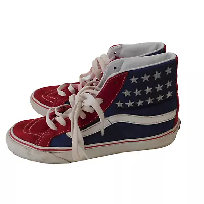 Vans Off The Wall Sk8 Hi Shoes USA Flag Stars Patriotic 4th Of July Mens Sz 6.5 • $20.77