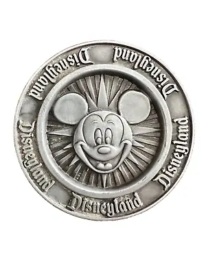 Disneyland Mickey Mouse Metal Pewter Medallion Round 3.25 Inches 1980s Souvenir • $11