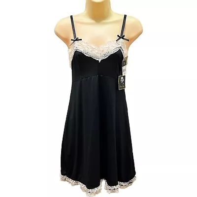 Marilyn Monroe Teddy NWT Small Black Babydoll Nighty Negligee With Lace Slip • $24