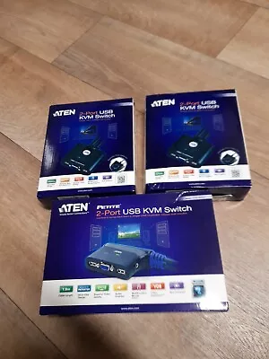 2x Aten 2-Port USB KVM Switch Model CS22U And One Aten Petite CS-62U • £59