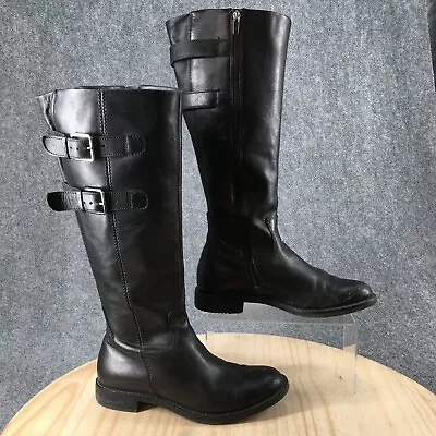 Ecco Boots Womens 8 Shape 25 Tall Riding Black Leather Buckle Knee-High Casual • $38.99