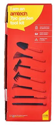 7Pc Garden Tool Kit Hoe Rake Fork Trowel Amtech Gardening Hand Tools U0955 • £14.43
