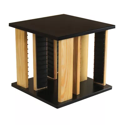 CD Shelf Rack Solid Wood DVD Holder Organizer 360° Rotating Display Cabinet • $51