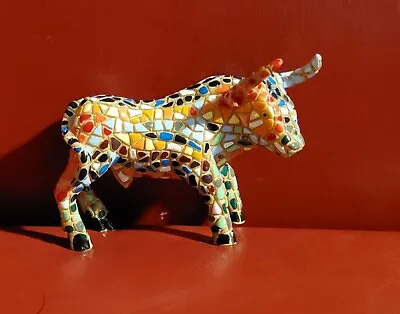 Spain Spanish Toro Ole Mosaic Bull Figurine Sculpture Bull Fighting Multicolored • $24.99