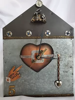 Unique Steampunk Multimedia Metal And Wood Hanging Battery Operated Wall Clock • $30