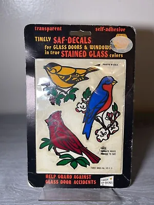 VTG Audubon Bird Decal Flower Power 70s Mirror Window Cling 4  Nature Stickers  • $40.79