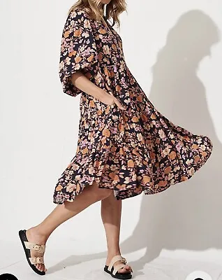 $35 • Buy ST FROCK Kehlana Tiered Floral Dress  Sz 14 Boho