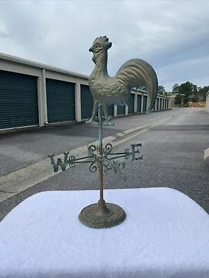 Vintage Copper & Brass Country Rooster Weather Vane With Base • $59.99