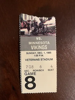 Minnesota Vikings At Philadelphia Eagles 12-1-1985 Ticket Stub Minn Big Comeback • $9.99