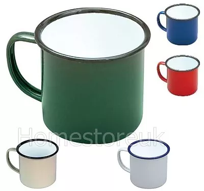 8cm Enamel Mug For Home Camping & Travel Tea Coffee Cup Traditional Style Colour • £6.95