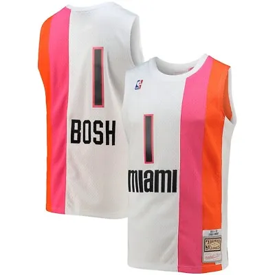 CHRIS BOSH 2011-12 Miami FLORIDIAN Heat Mitchell & Ness White SWINGMAN Jersey • $165