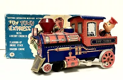Vintage Battery Operated Mystery Action Toy Town Express Locomotive Tin Train • $260.95
