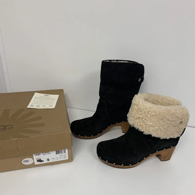 £65 • Buy Genuine Ugg Lynnea Clog Boots ~ Black Suede Leather ~ Size 7 / 7.5