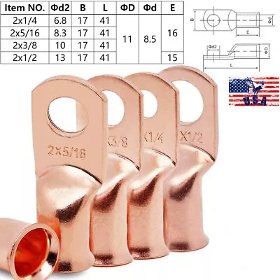 Bare Copper Lugs Ring Terminals Battery Wire Welding Cable Connectors 8-4/0 AWG • $7.99