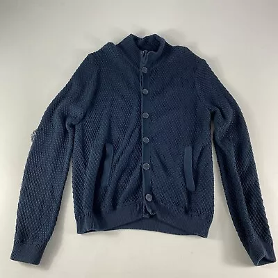 Hugo Boss Cardigan Sweater Mens XL Blue Yarn Knit Button Up Regular Fit • $29.74