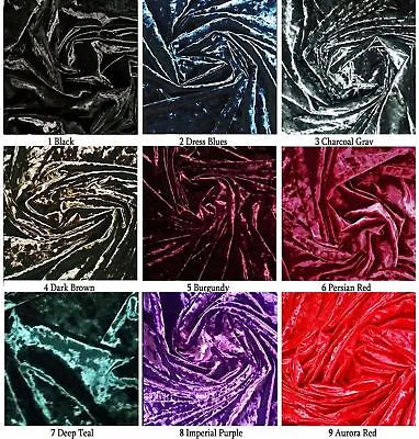 Crushed Panne Velvet Velour 4-way Spandex Fabric Dress Cloth Craft Curtain 58”w • $20.79