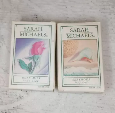 2 Vintage SARAH MICHAELS - Natural Body Soap SEASHORE & ROSY MIST 3.25 Oz. - NEW • $14.99