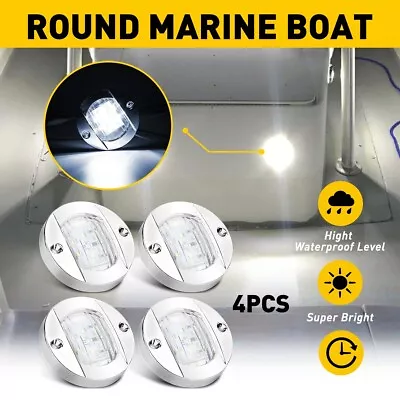 4x Round Marine Boat Blue Courtesy Light LED Deck Stern Transom Lights USA • $13.99