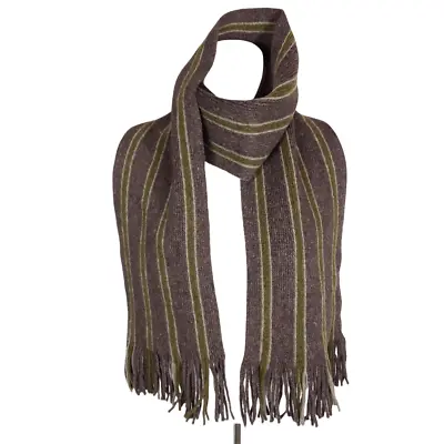 Gap Wool Blend Scarf 64 X 7.5 Brown Green Stripe Fringe • $19.99