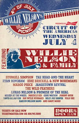 $17.41 • Buy Willie Nelson / Sturgill Simpson  4th Of July Picnic  2018 Austin Concert Poster