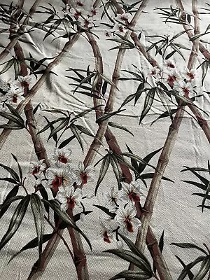 Vtg Barkcloth White Bamboo Floral Tropical Day Bed Slip Cover Twin Bed 51x68x5 • $80