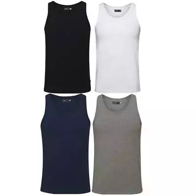 Jack & Jones New Mens Vest Slim Fit T-shirt Stretchy Plain Lycra Cotton Tee • £9.95