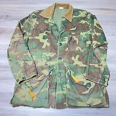 Vintage United States Military Camouflage Jacket Mens XL Green Camo Corduroy 90s • $28.88